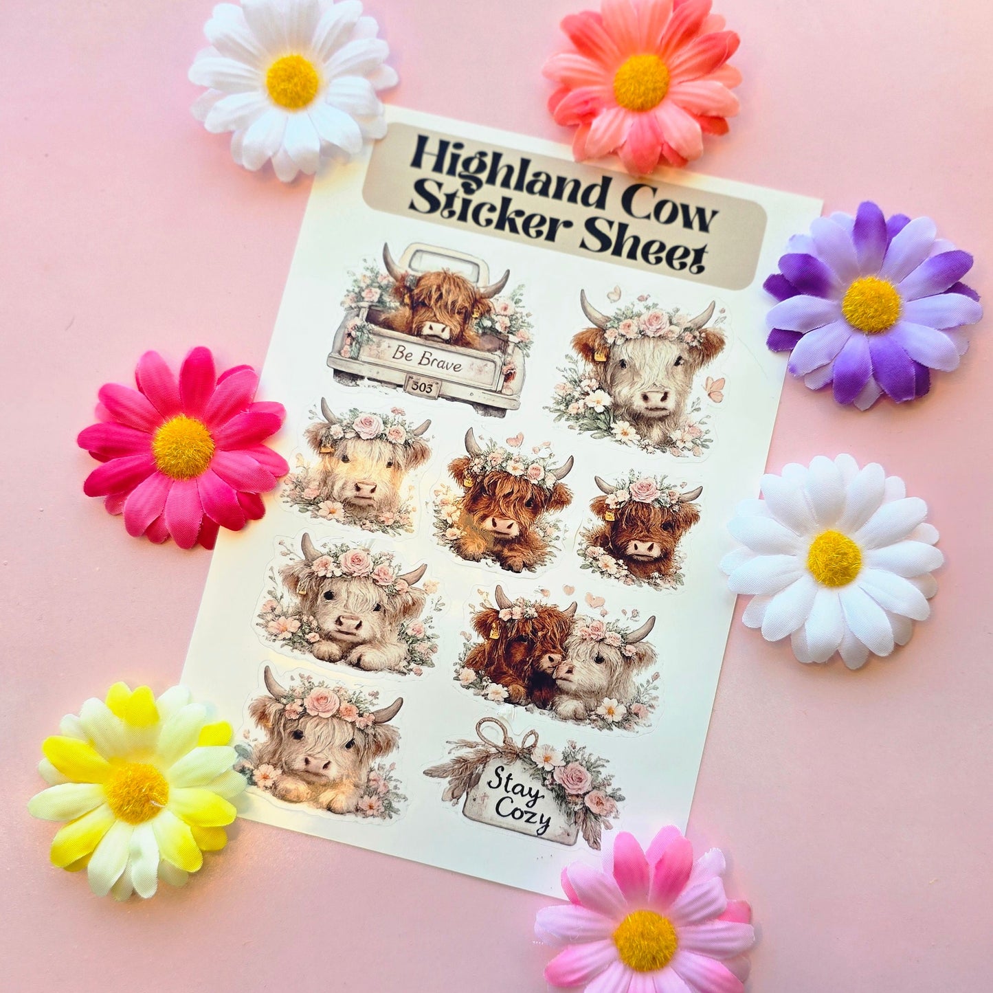 Highland Cow Sticker Sheet