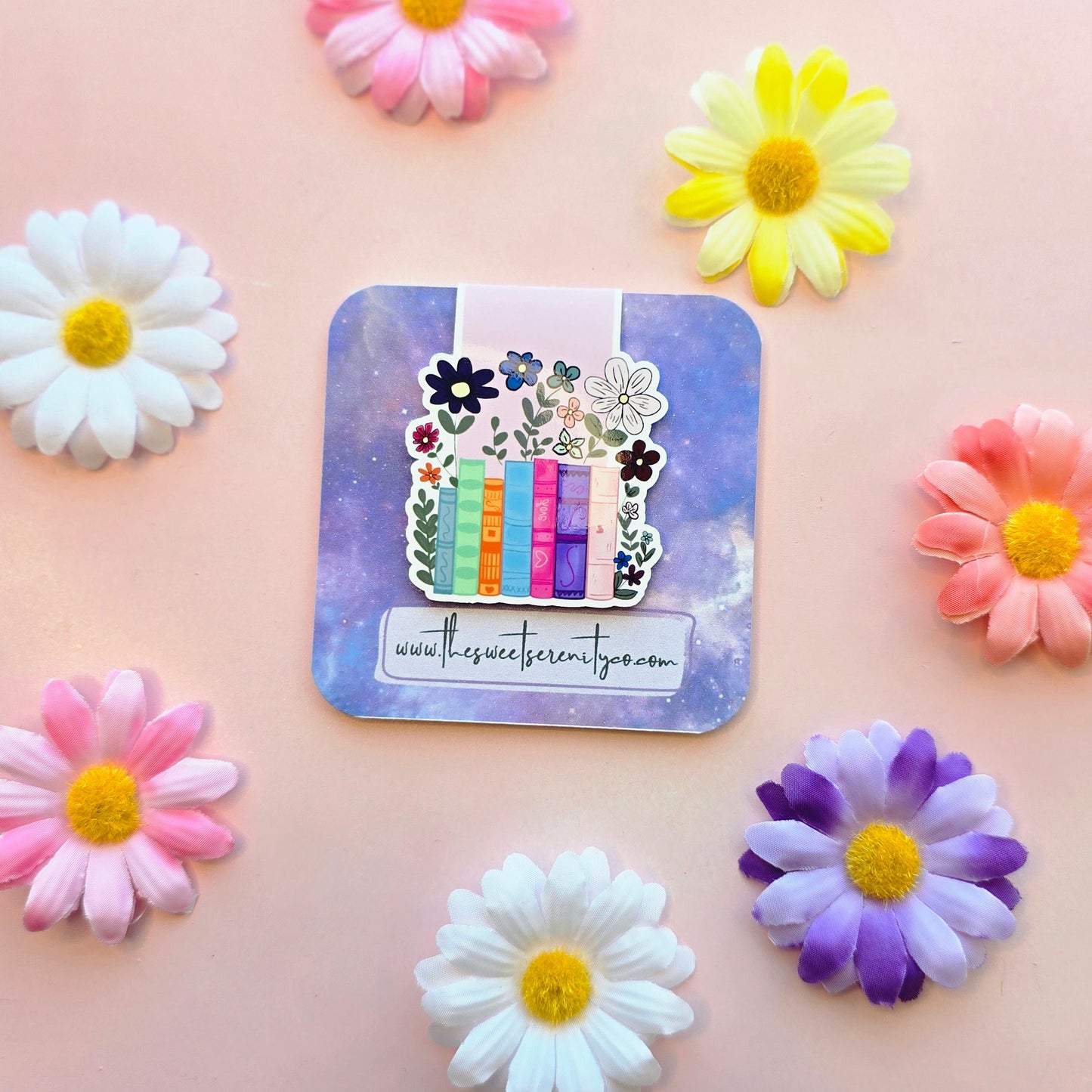 Floral Book Stack Magnetic Bookmark