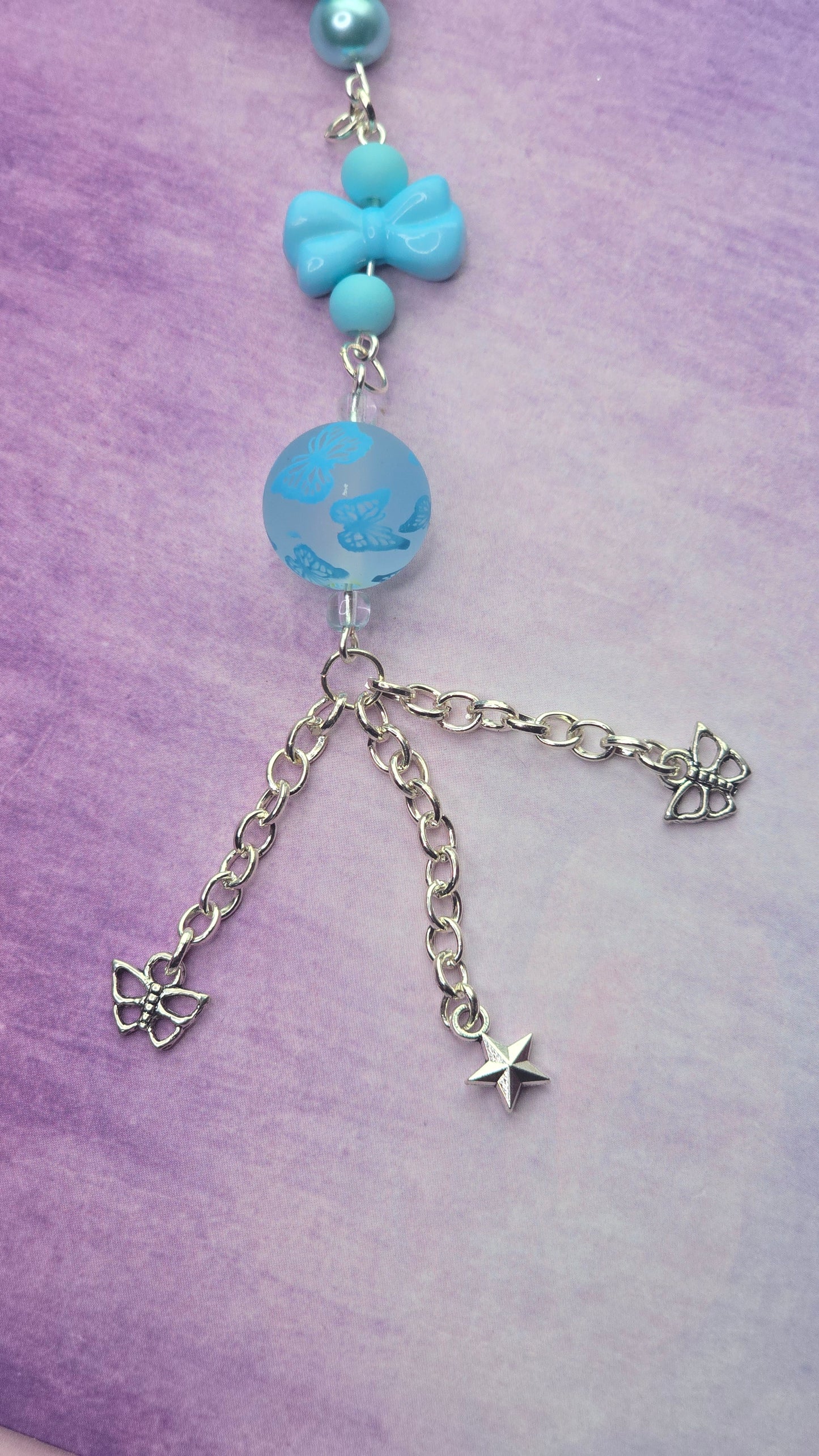 Blue Checkered Heart Keychain