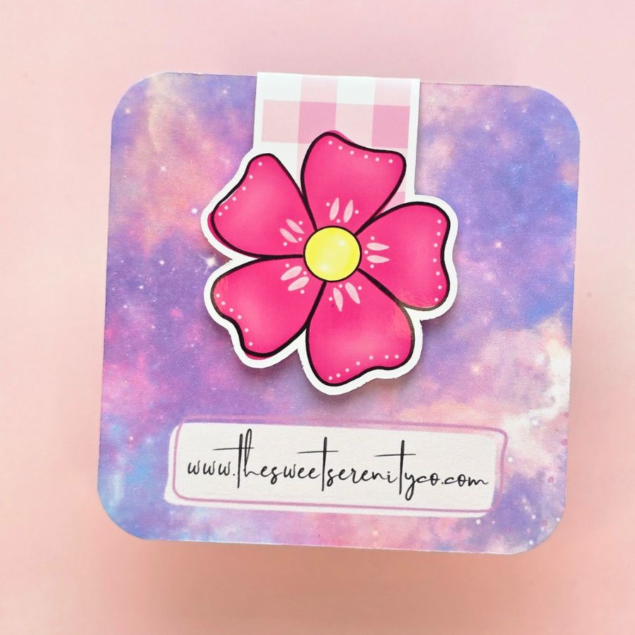 Pink Flower Magnetic Bookmark