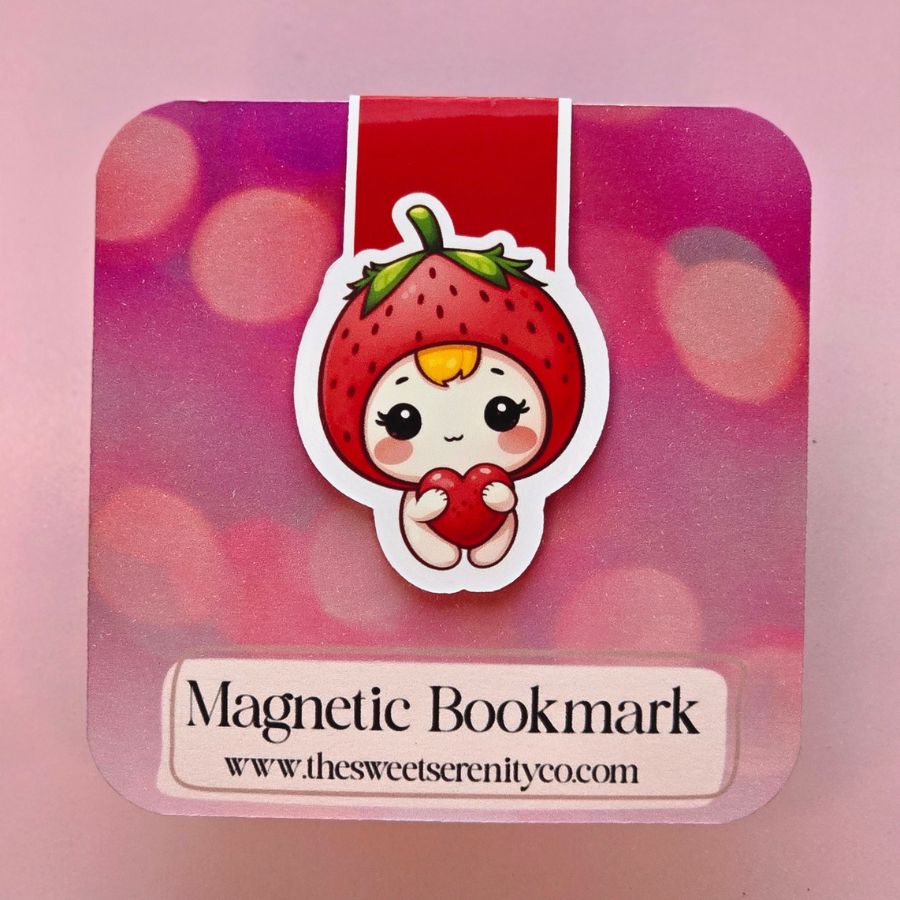 Strawberry Girl Magnetic Bookmark