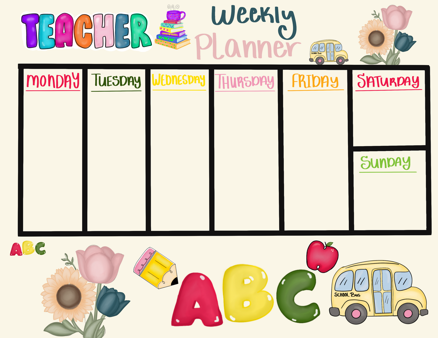 Teacher Weekly Planner