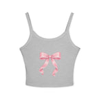 Pink Ribbon Bow Crop Tank Top — Cute Girly Spaghetti Strap Top