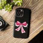 Pink Heart Bow Tough Phone Case — Cute Protective iPhone Cover