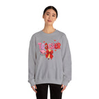 Teacher Heart Graphic Sweatshirt — Cute Books & Bow Design, Perfect for Teacher Gifts