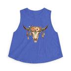 Boho Floral Bull Skull Crop Top — Women's Southwestern Tank