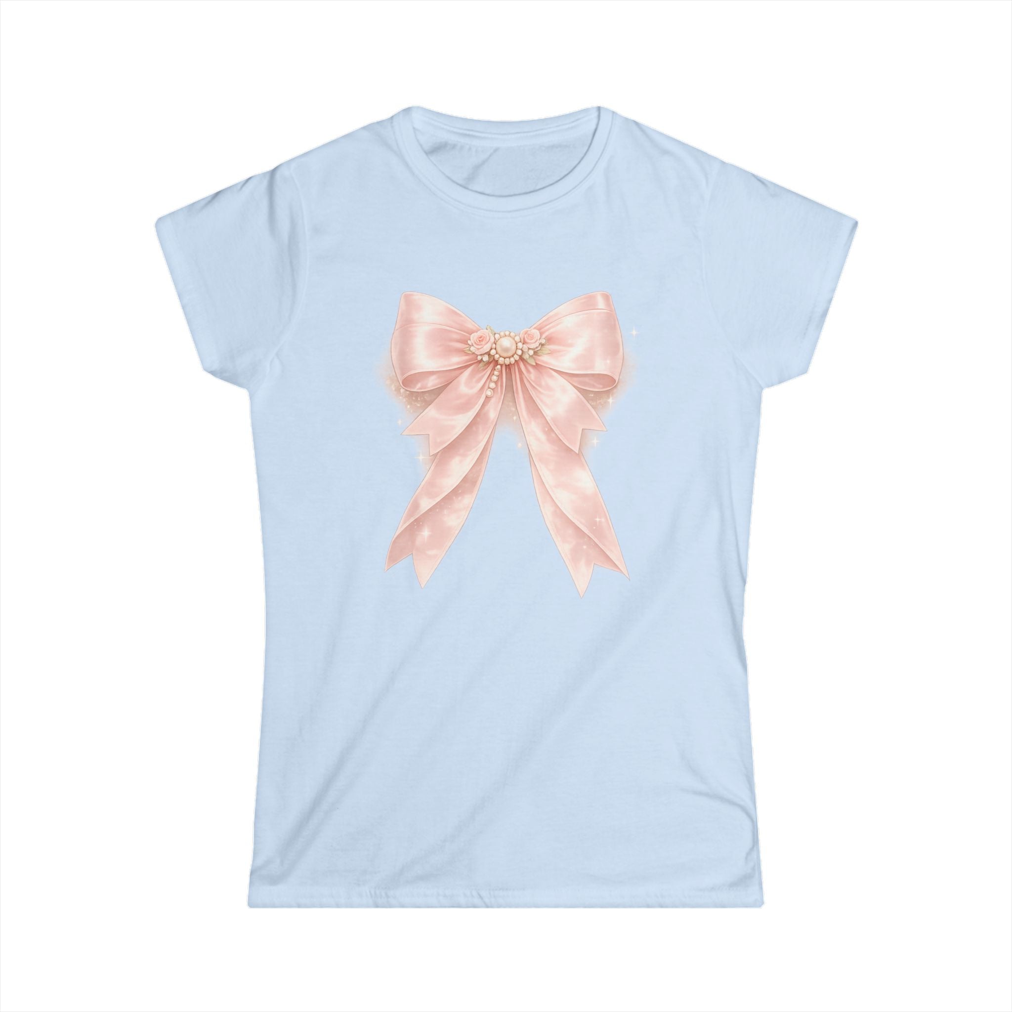 Women's Pink Satin Bow Tee — Elegant Gift Shirt for Brides, Mother's Day & Special Occasions