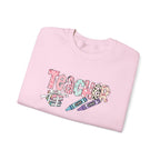 Teacher Floral Crewneck Sweatshirt — Pastel Pencil & Apple Design