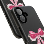 Pink Heart Bow Tough Phone Case — Cute Protective iPhone Cover
