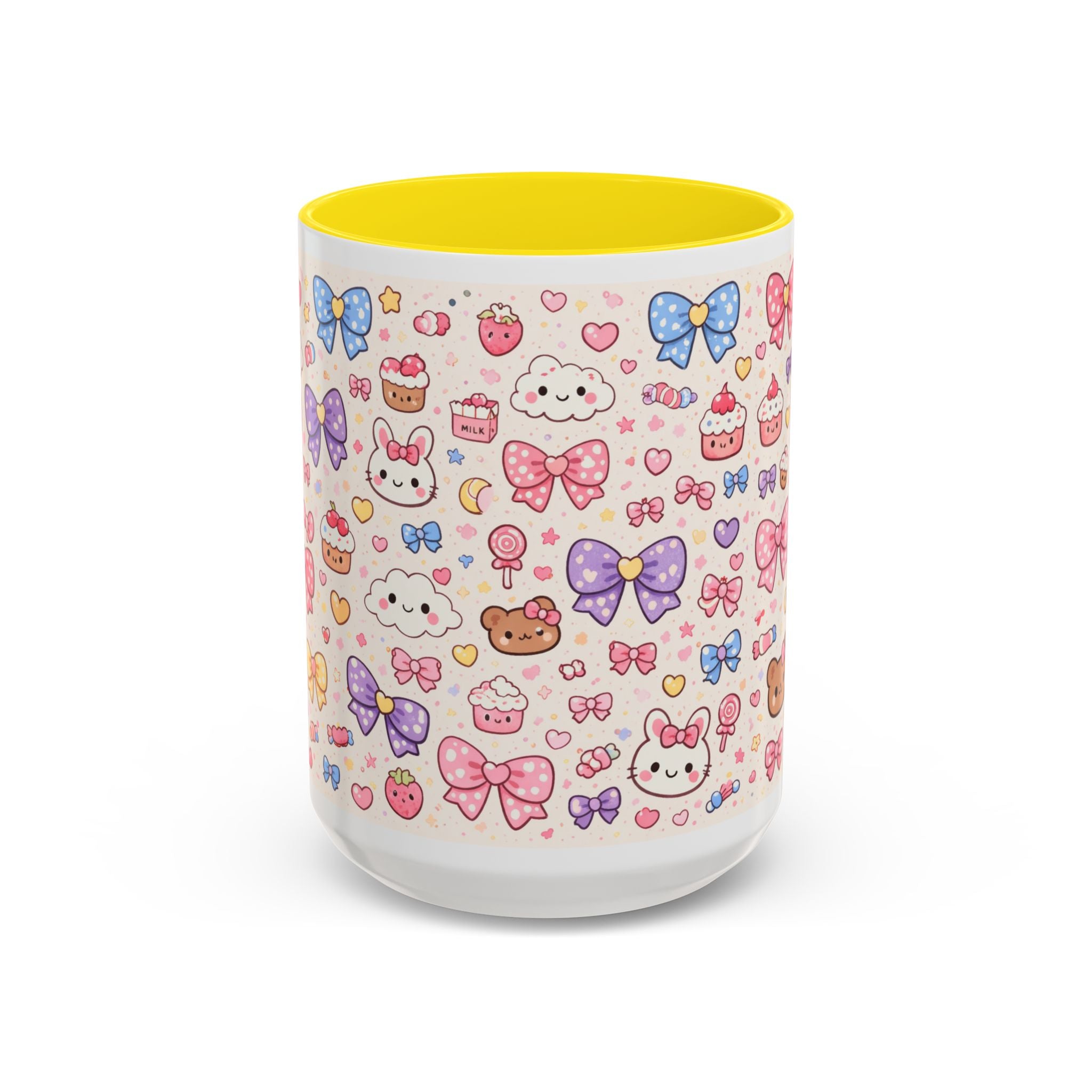 Kawaii Pastel Bows & Sweets Accent Coffee Mug (11/15oz)