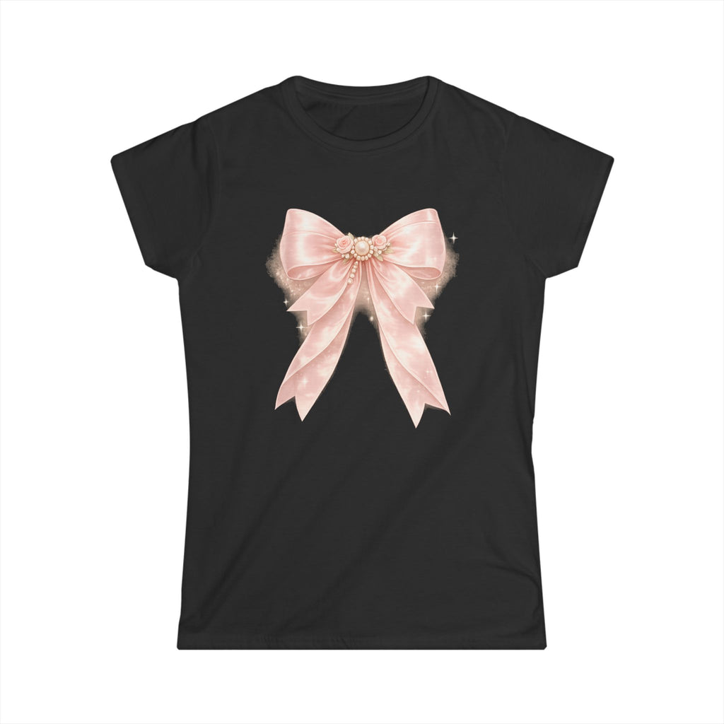 Women's Pink Satin Bow Tee — Elegant Gift Shirt for Brides, Mother's Day & Special Occasions