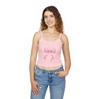 Pink Ribbon Bow Crop Tank Top — Cute Girly Spaghetti Strap Top