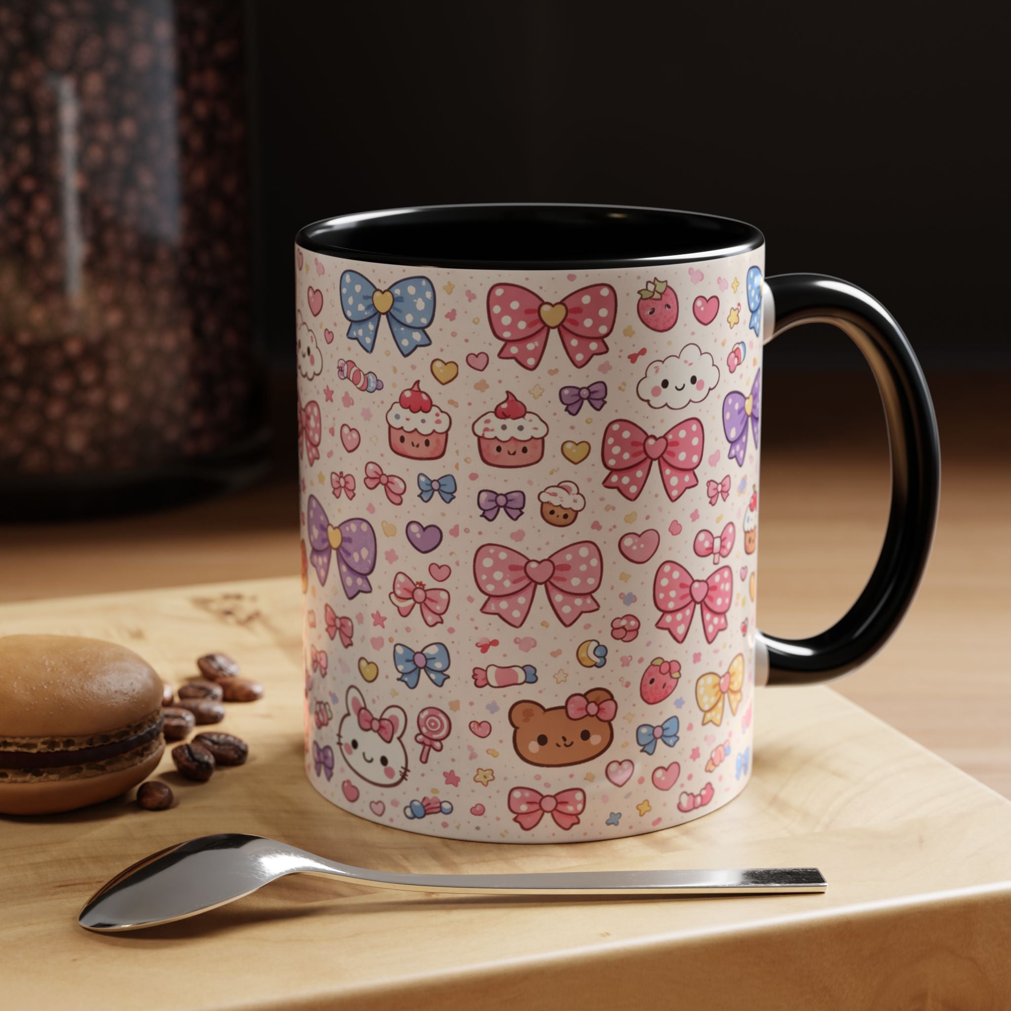 Kawaii Pastel Bows & Sweets Accent Coffee Mug (11/15oz)
