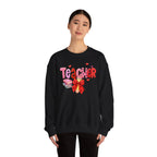 Teacher Heart Graphic Sweatshirt — Cute Books & Bow Design, Perfect for Teacher Gifts