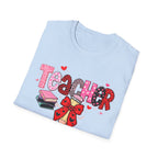 Teacher Valentines T-Shirt — Cute Pink 'Teacher' Design with Books & Bow