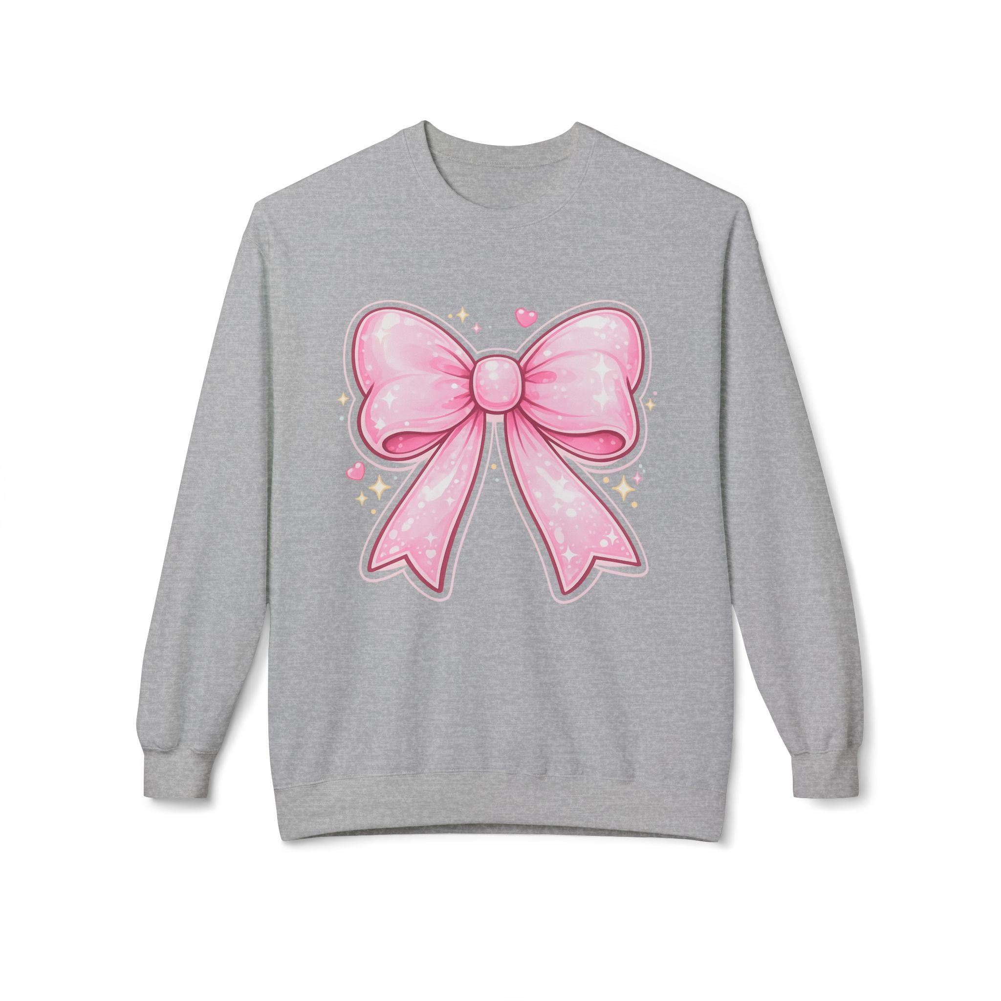 Pink Sparkle Bow Crewneck Sweatshirt