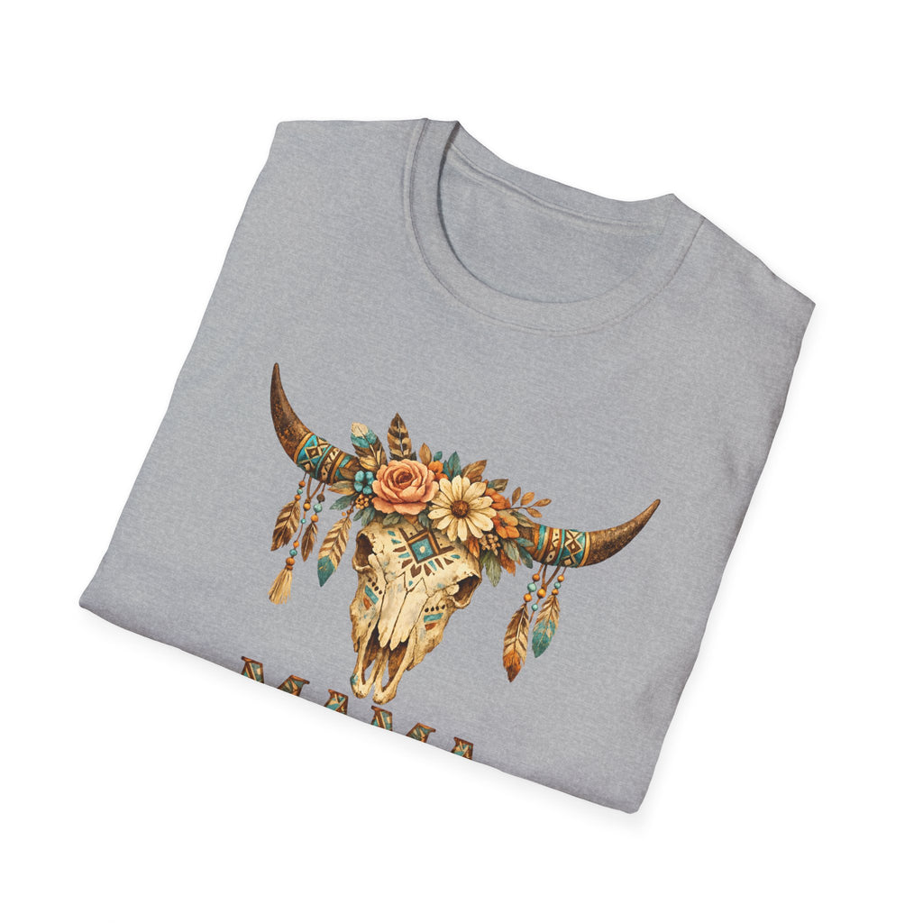 Mama Floral Bull Skull T-Shirt — Boho Western Mother's Day Tee