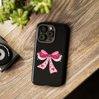 Pink Heart Bow Tough Phone Case — Cute Protective iPhone Cover