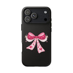 Pink Heart Bow Tough Phone Case — Cute Protective iPhone Cover