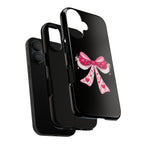 Pink Heart Bow Tough Phone Case — Cute Protective iPhone Cover