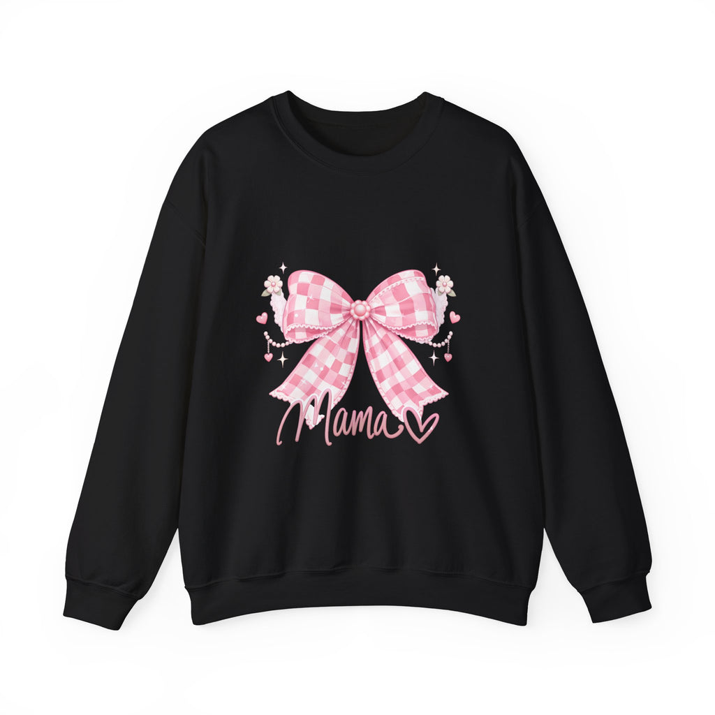 Mama Pink Gingham Bow Sweatshirt