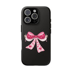 Pink Heart Bow Tough Phone Case — Cute Protective iPhone Cover