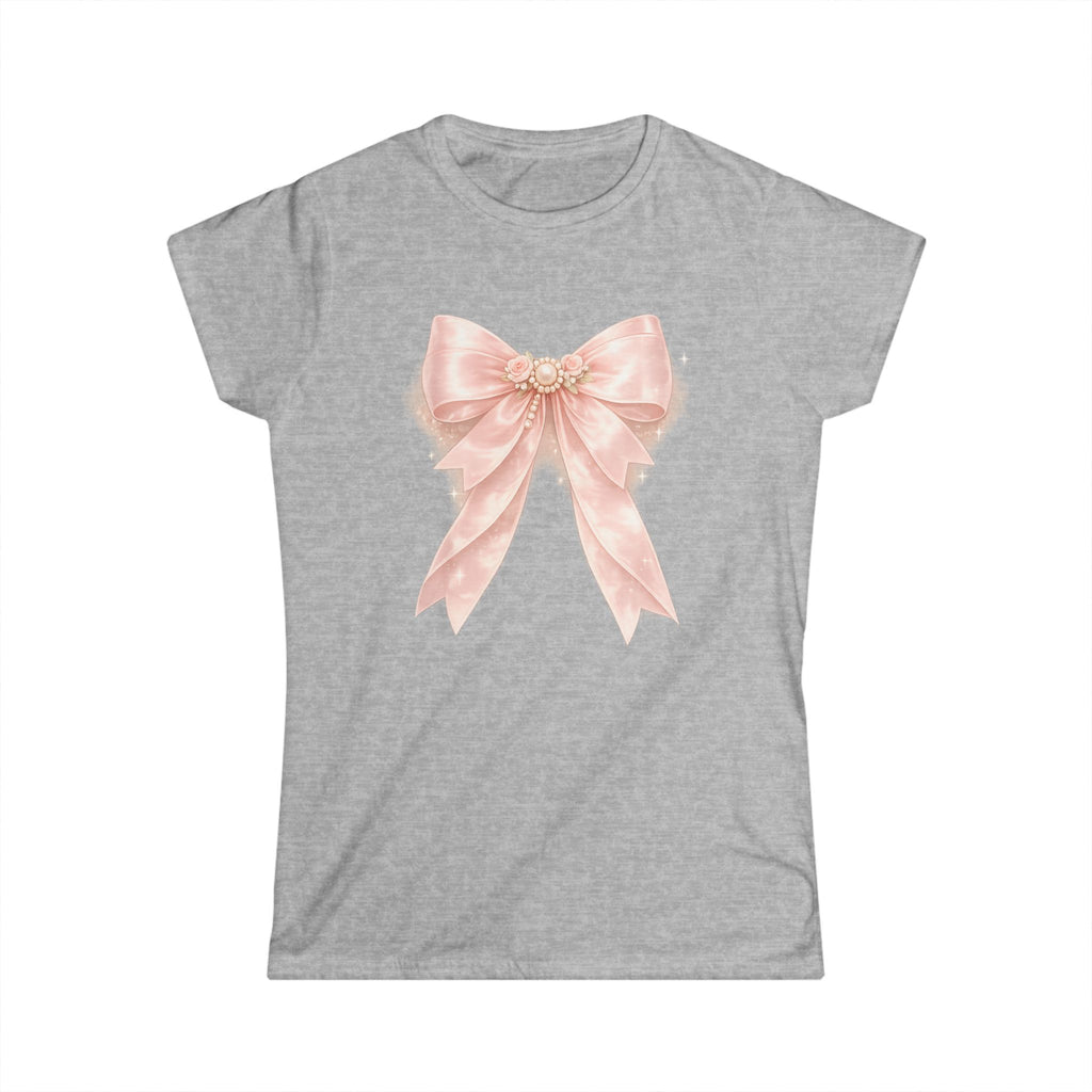 Women's Pink Satin Bow Tee — Elegant Gift Shirt for Brides, Mother's Day & Special Occasions
