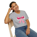 Pink Valentine Bow T-Shirt — Cute Heart Ribbon Graphic Tee