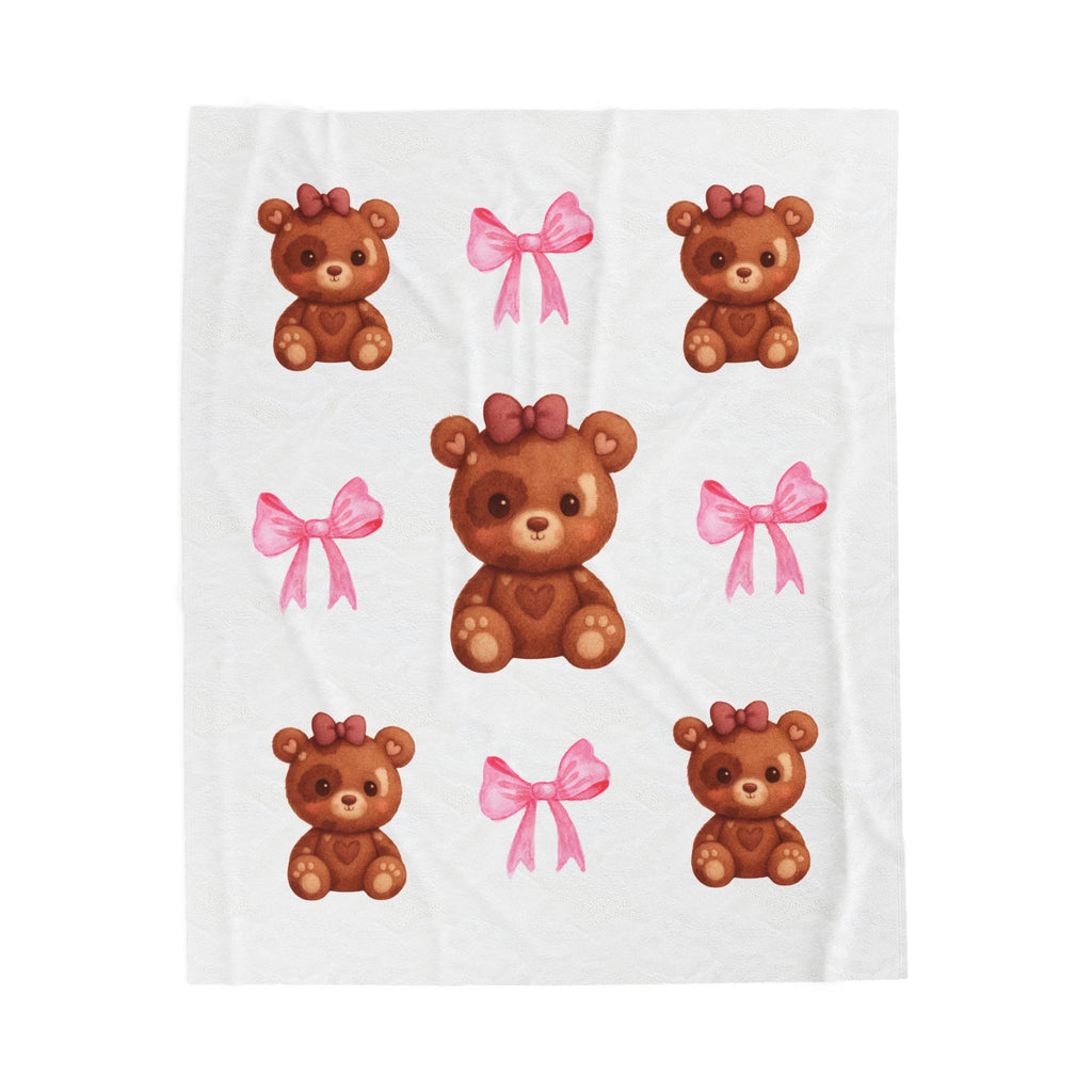 Bows & Bears Velveteen Plush Blanket