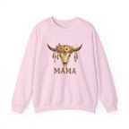 Mama Floral Cow Skull Sweatshirt — Boho Western Mother's Day Crewneck