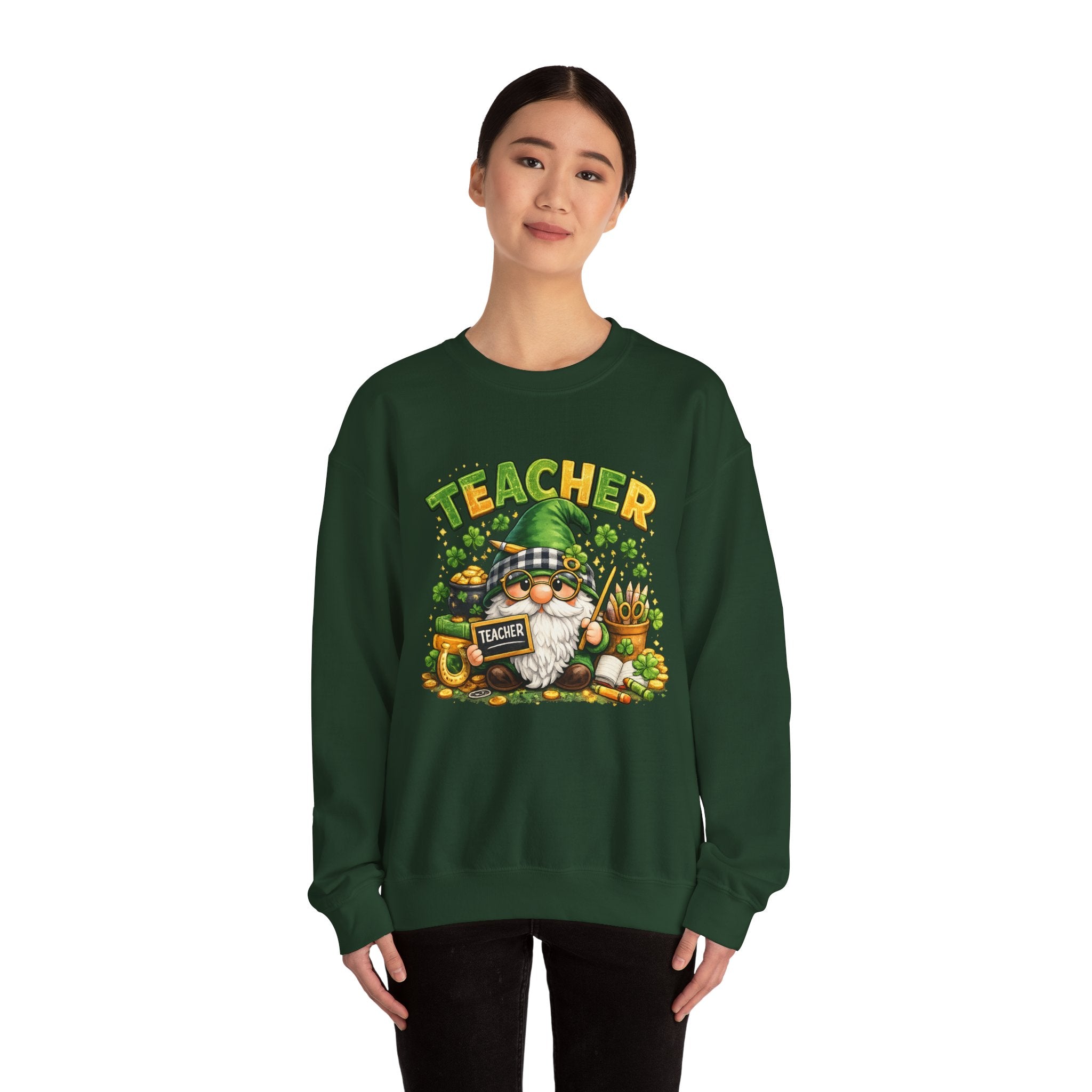 Teacher Gnome St. Patrick’s Day Sweatshirt — Cute Lucky Teacher Crewneck