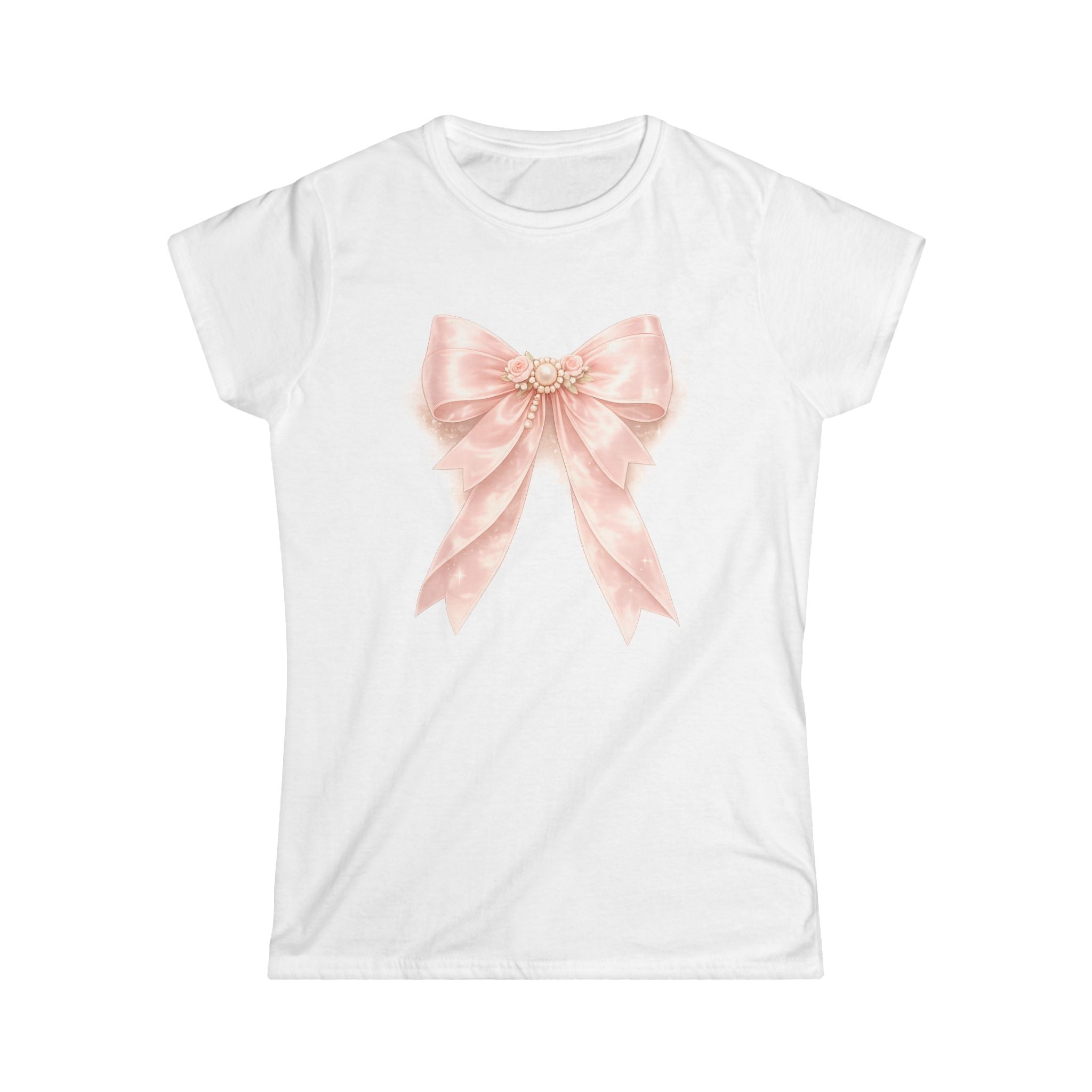 Women's Pink Satin Bow Tee — Elegant Gift Shirt for Brides, Mother's Day & Special Occasions