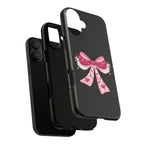 Pink Heart Bow Tough Phone Case — Cute Protective iPhone Cover