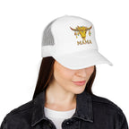 Mama Floral Bull Skull Embroidered Trucker Hat
