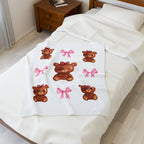 Bows & Bears Velveteen Plush Blanket