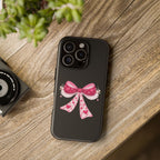 Pink Heart Bow Tough Phone Case — Cute Protective iPhone Cover