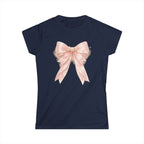 Women's Pink Satin Bow Tee — Elegant Gift Shirt for Brides, Mother's Day & Special Occasions