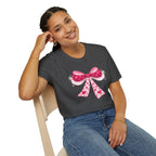 Pink Valentine Bow T-Shirt — Cute Heart Ribbon Graphic Tee
