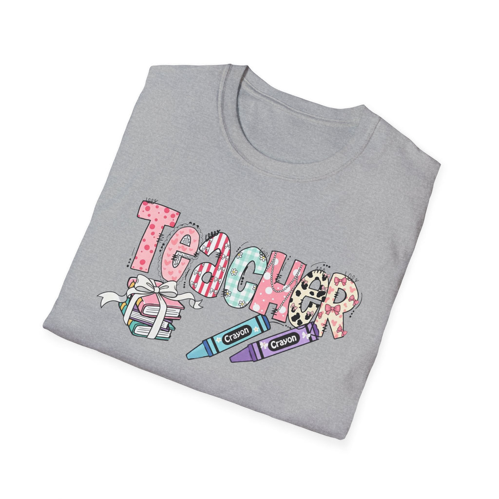 Teacher Crayon Graphic T-Shirt — Cute School Staff Gift