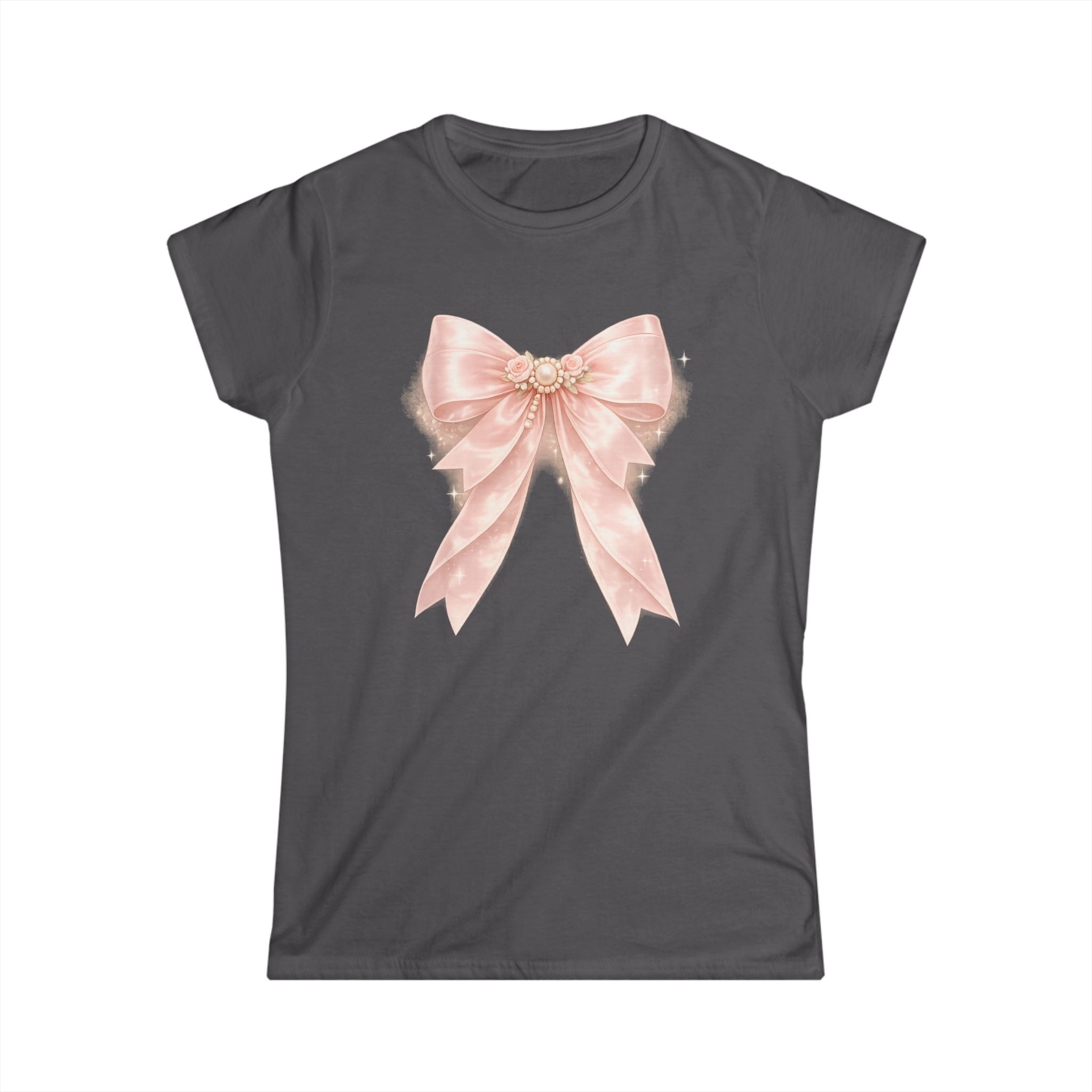 Women's Pink Satin Bow Tee — Elegant Gift Shirt for Brides, Mother's Day & Special Occasions