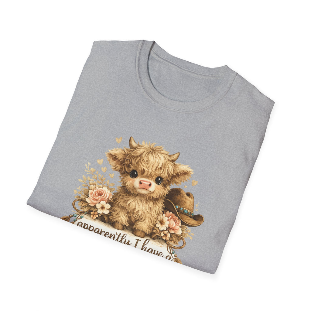 Cute Highland Cow T-Shirt — "Apparently I Have An Attitude" Graphic Tee