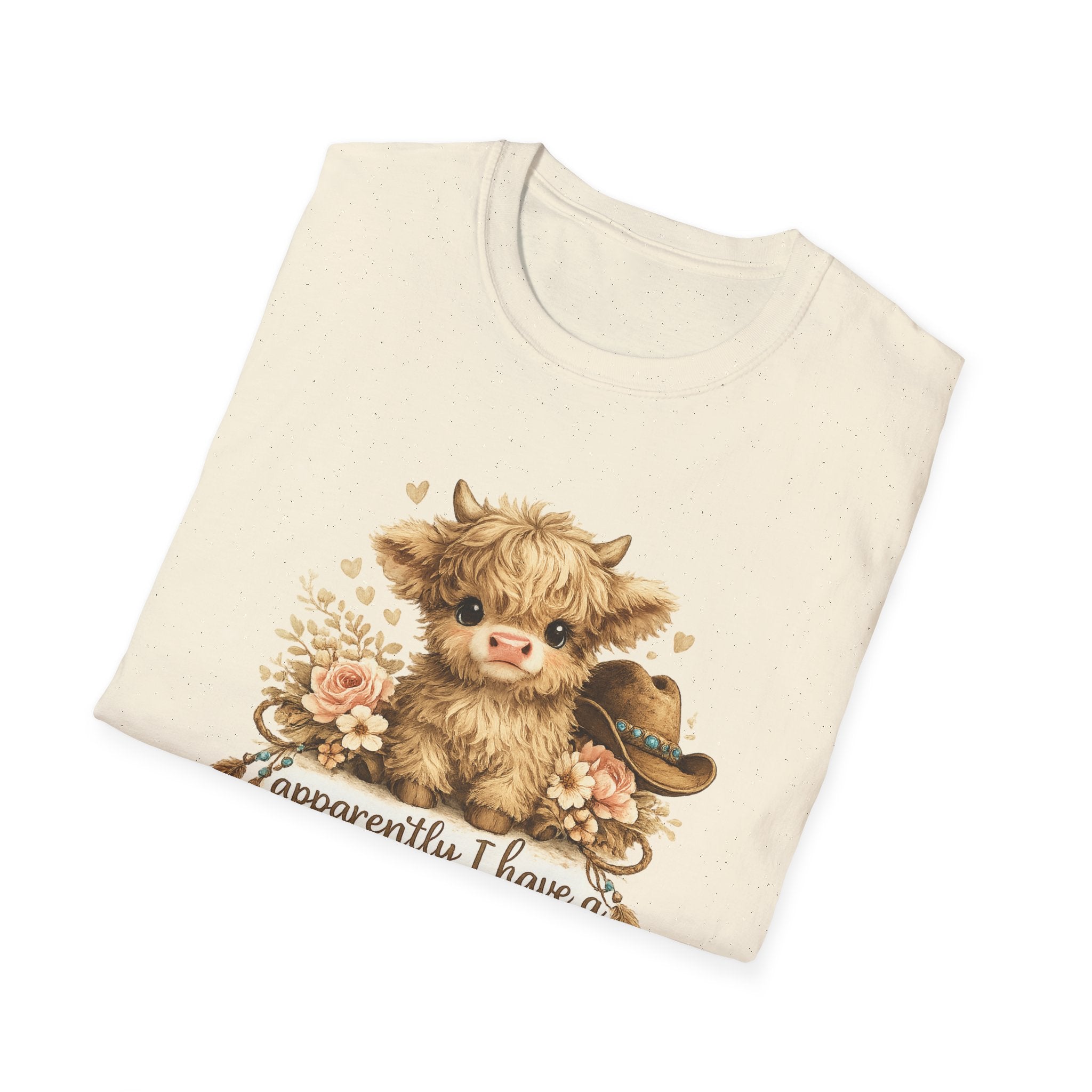 Cute Highland Cow T-Shirt — "Apparently I Have An Attitude" Graphic Tee