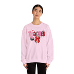 Teacher Crewneck Sweatshirt — Cute Pink Bow & Books Design | Teacher Appreciation Gift