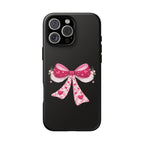 Pink Heart Bow Tough Phone Case — Cute Protective iPhone Cover