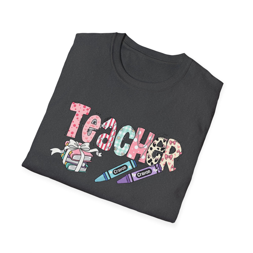 Teacher Crayon Graphic T-Shirt — Cute School Staff Gift
