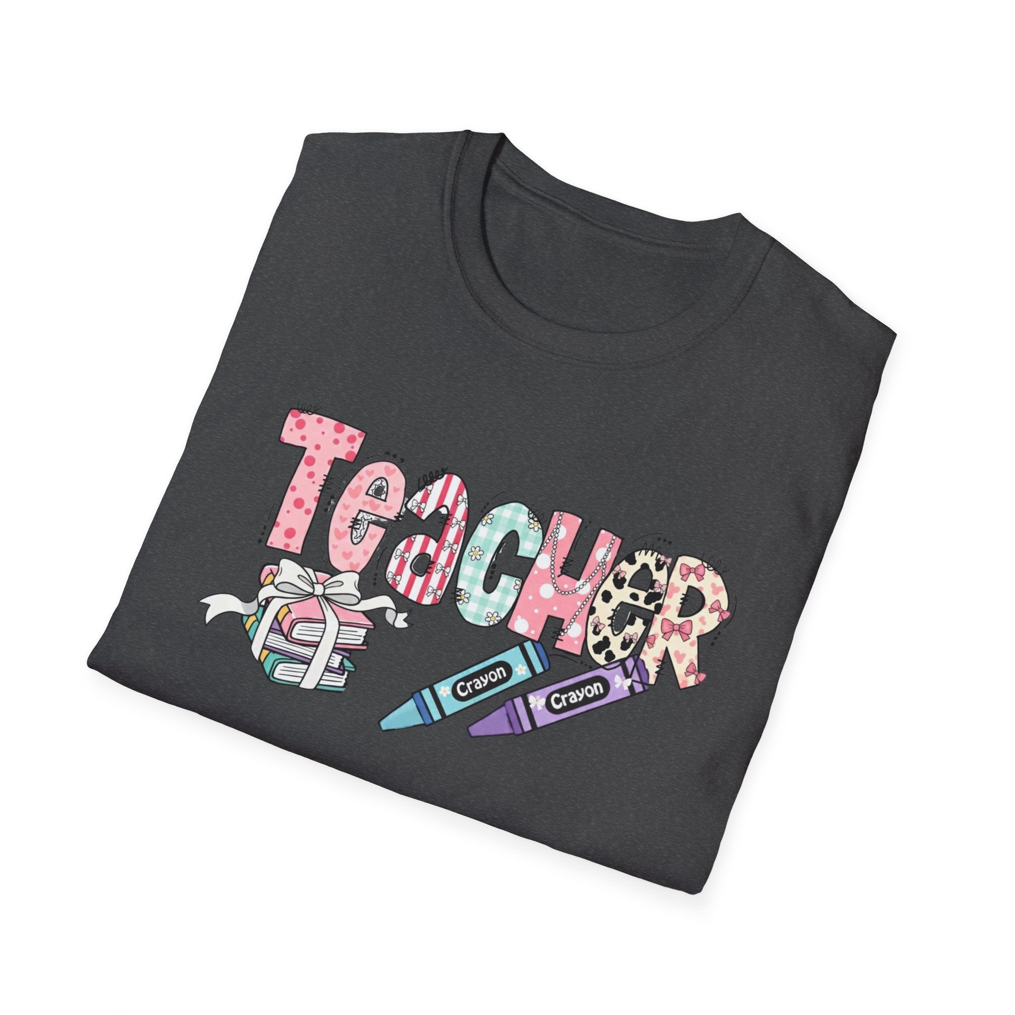 Teacher Crayon Graphic T-Shirt — Cute School Staff Gift
