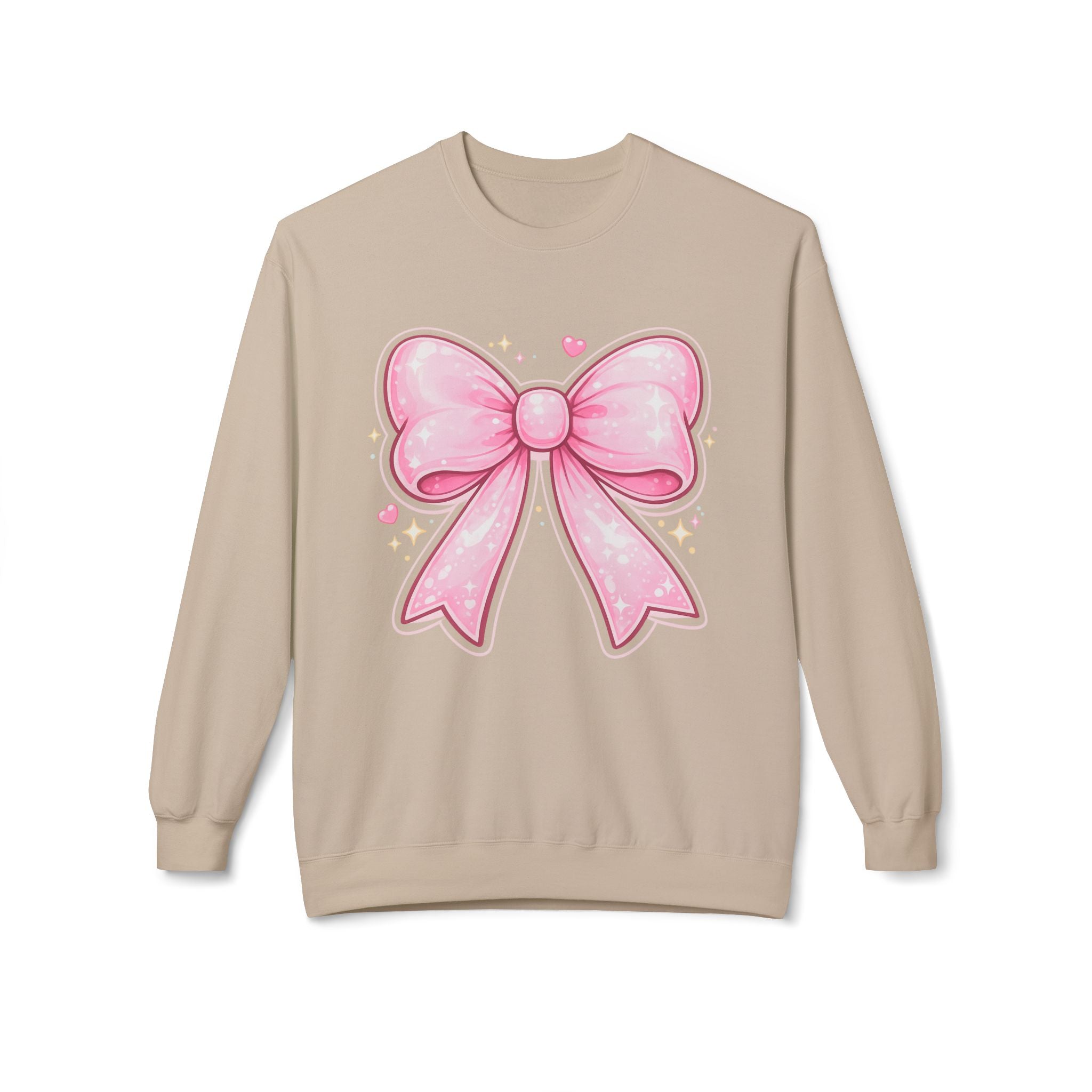 Pink Sparkle Bow Crewneck Sweatshirt