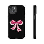 Pink Heart Bow Tough Phone Case — Cute Protective iPhone Cover