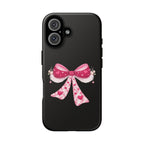 Pink Heart Bow Tough Phone Case — Cute Protective iPhone Cover