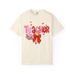 Teacher Heart Graphic T-Shirt — Cute Book & Pencil Gift Tee for Educators